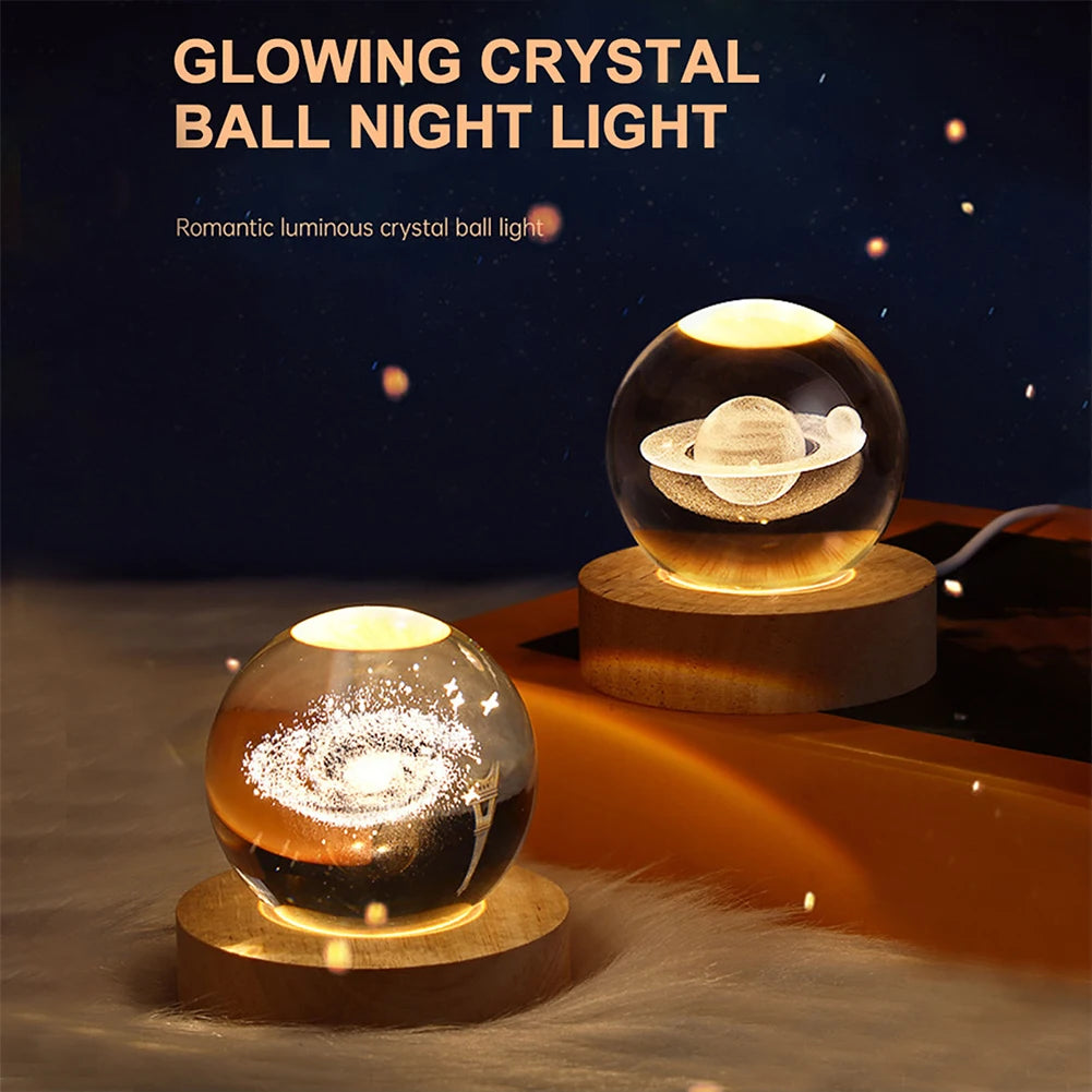 GalaxyGlow 3D Crystal Ball Lamp