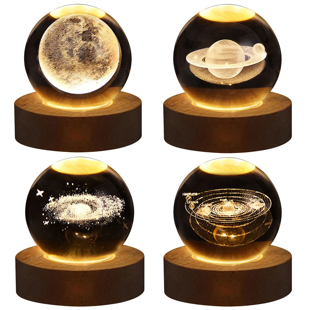 GalaxyGlow 3D Crystal Ball Lamp