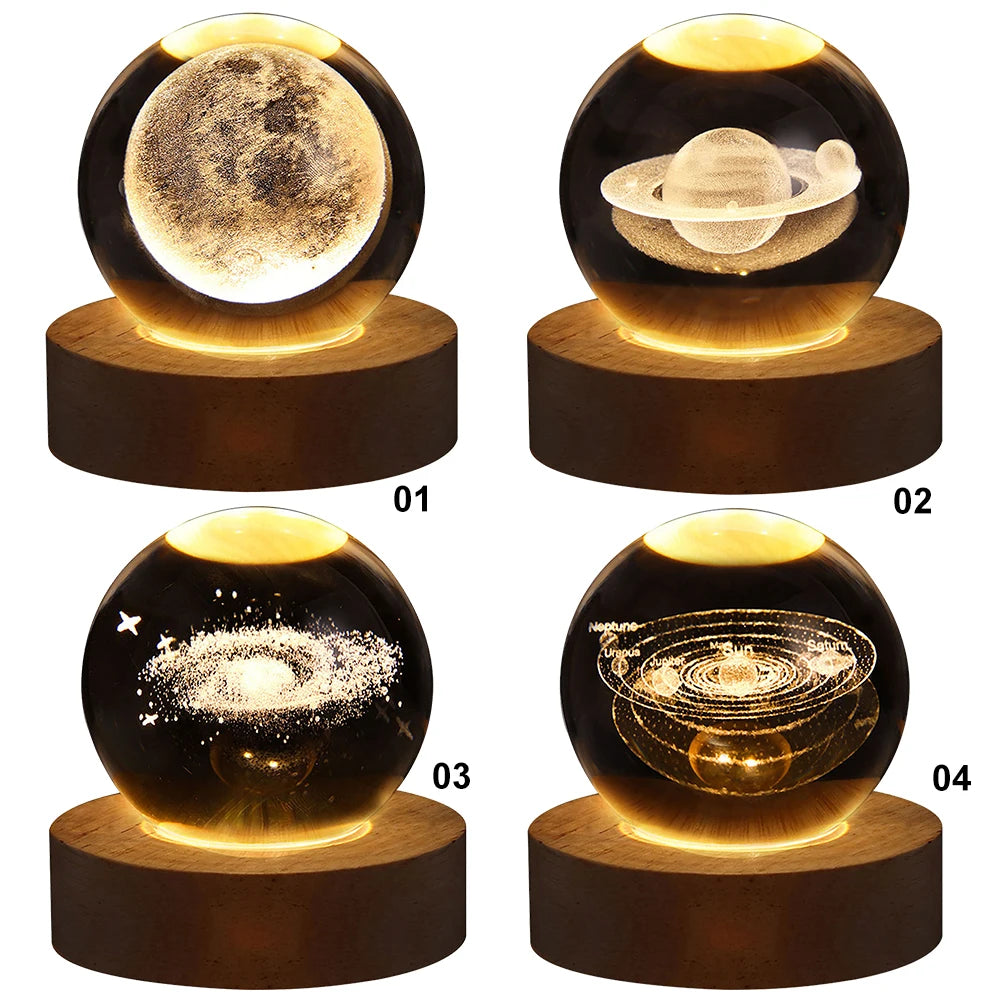 GalaxyGlow 3D Crystal Ball Lamp